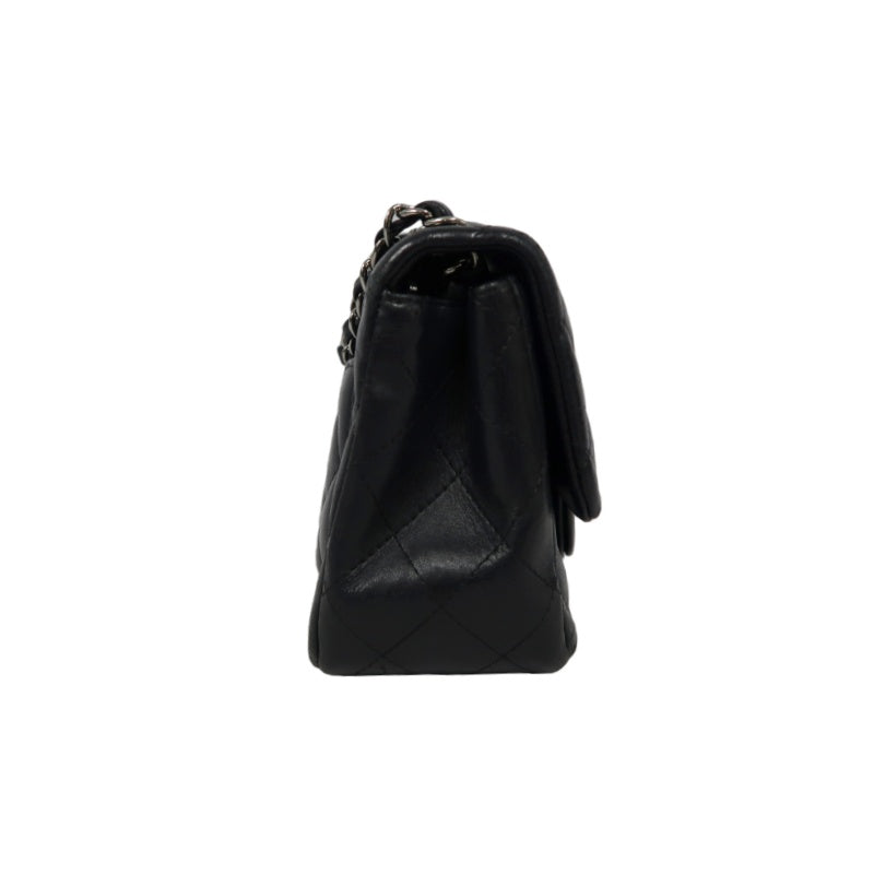CHANEL Matelassé Square Mini Shoulder Bag Lambskin Black Silver Hardware