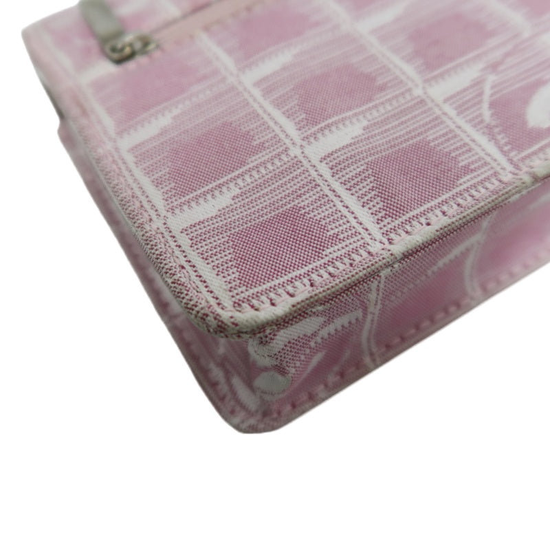 CHANEL New Travel Line Shoulder Bag Nylon Pink Ice Grid Pattern