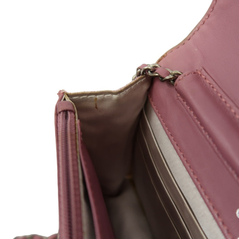 CHANEL New Travel Line Shoulder Bag Nylon Pink Ice Grid Pattern