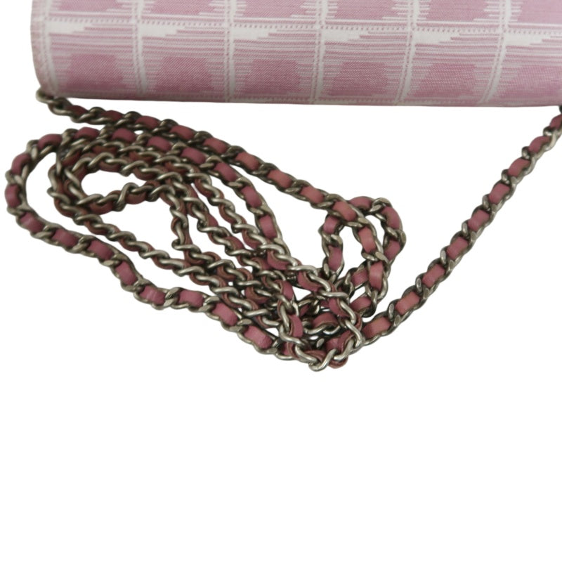 CHANEL New Travel Line Shoulder Bag Nylon Pink Ice Grid Pattern
