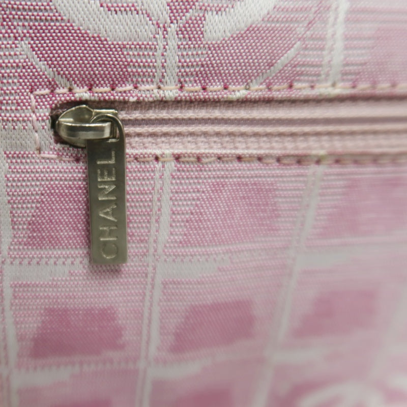 CHANEL New Travel Line Shoulder Bag Nylon Pink Ice Grid Pattern