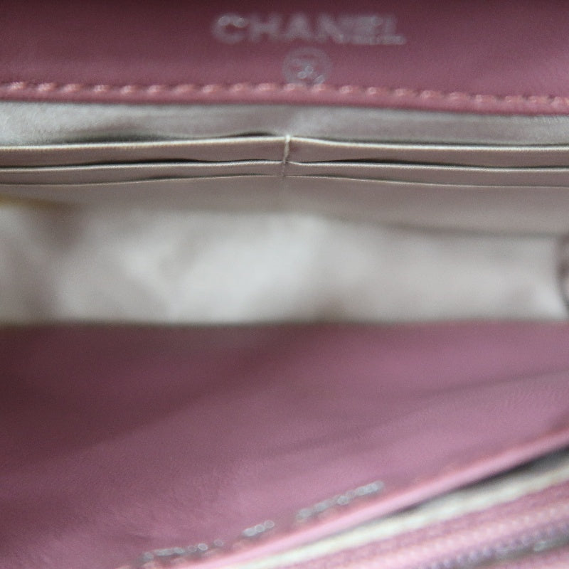 CHANEL New Travel Line Shoulder Bag Nylon Pink Ice Grid Pattern