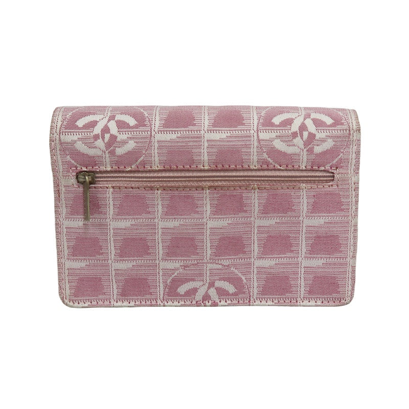 CHANEL New Travel Line Shoulder Bag Nylon Pink Ice Grid Pattern