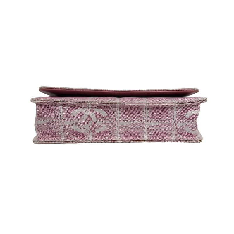 CHANEL New Travel Line Shoulder Bag Nylon Pink Ice Grid Pattern