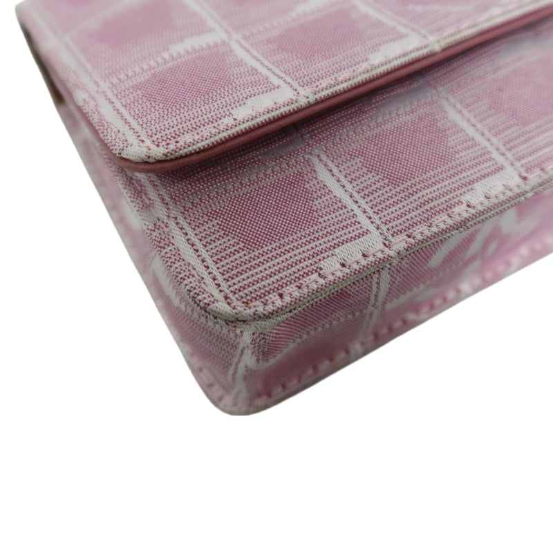 CHANEL New Travel Line Shoulder Bag Nylon Pink Ice Grid Pattern