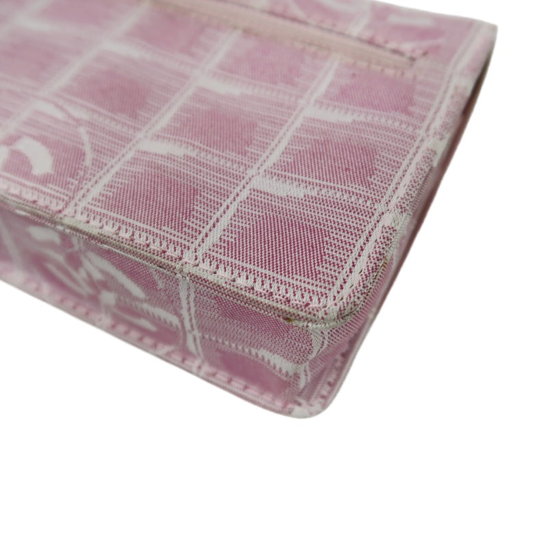 CHANEL New Travel Line Shoulder Bag Nylon Pink Ice Grid Pattern