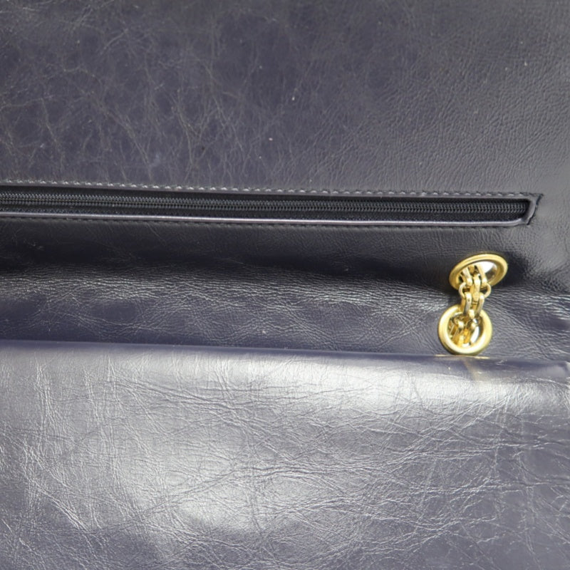 CHANEL Matelassé 2.55 Classic Flap Shoulder Bag Oiled Leather Black Gold Hardware