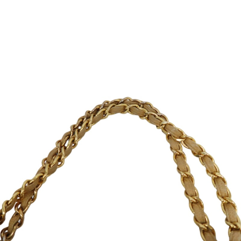 CHANEL Matelassé Shoulder Bag Calfskin Beige Gold Hardwar