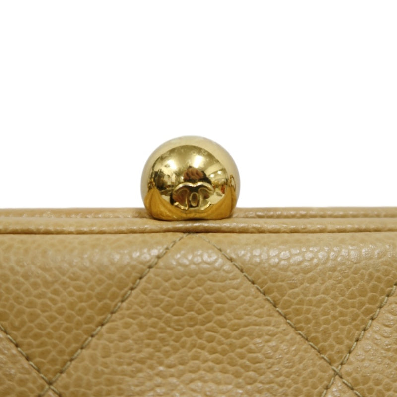 CHANEL Matelassé Shoulder Bag Calfskin Beige Gold Hardwar