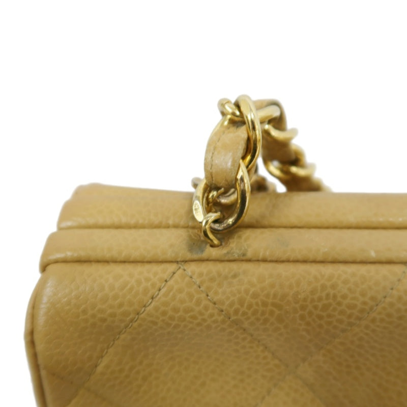 CHANEL Matelassé Shoulder Bag Calfskin Beige Gold Hardwar