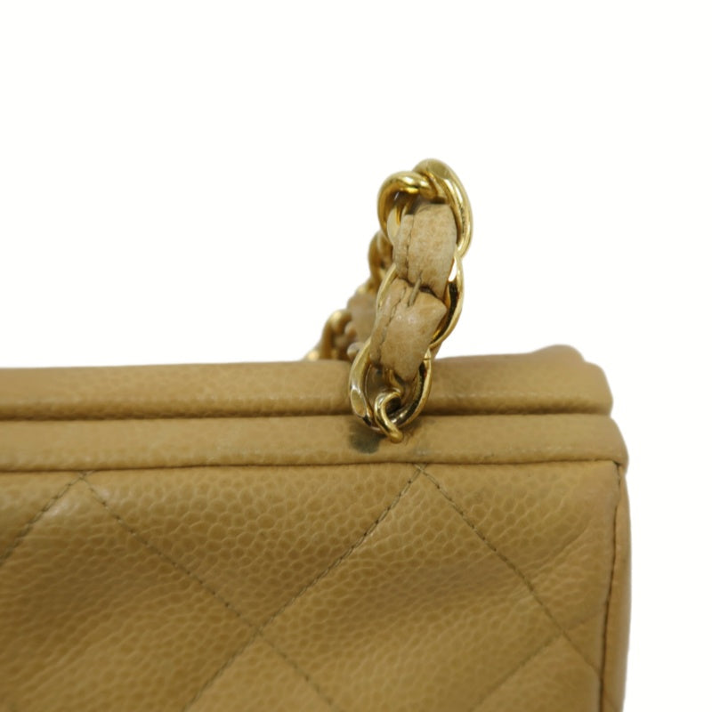 CHANEL Matelassé Shoulder Bag Calfskin Beige Gold Hardwar
