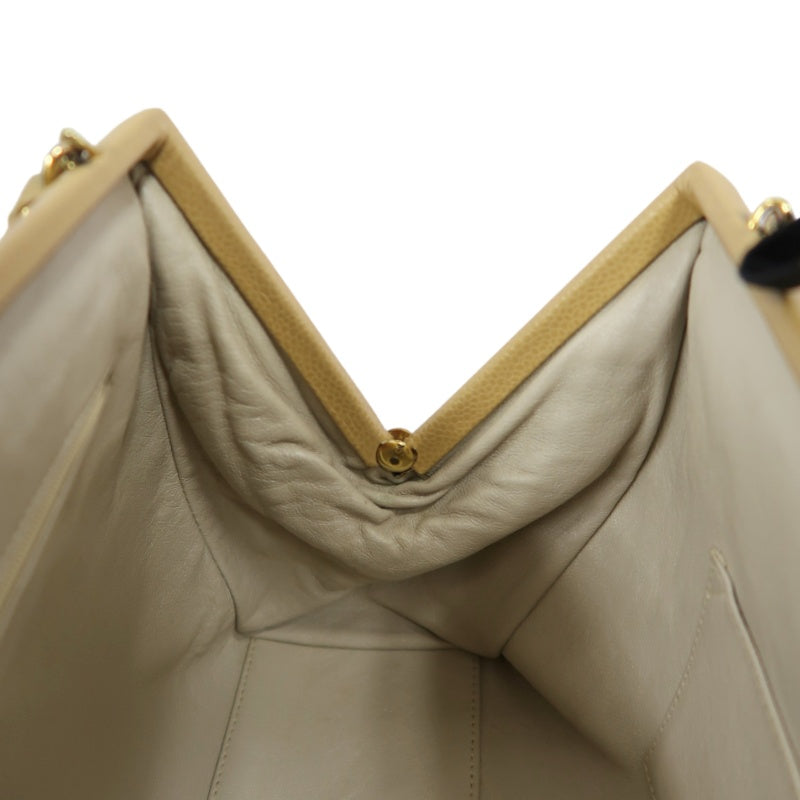 CHANEL Matelassé Shoulder Bag Calfskin Beige Gold Hardwar
