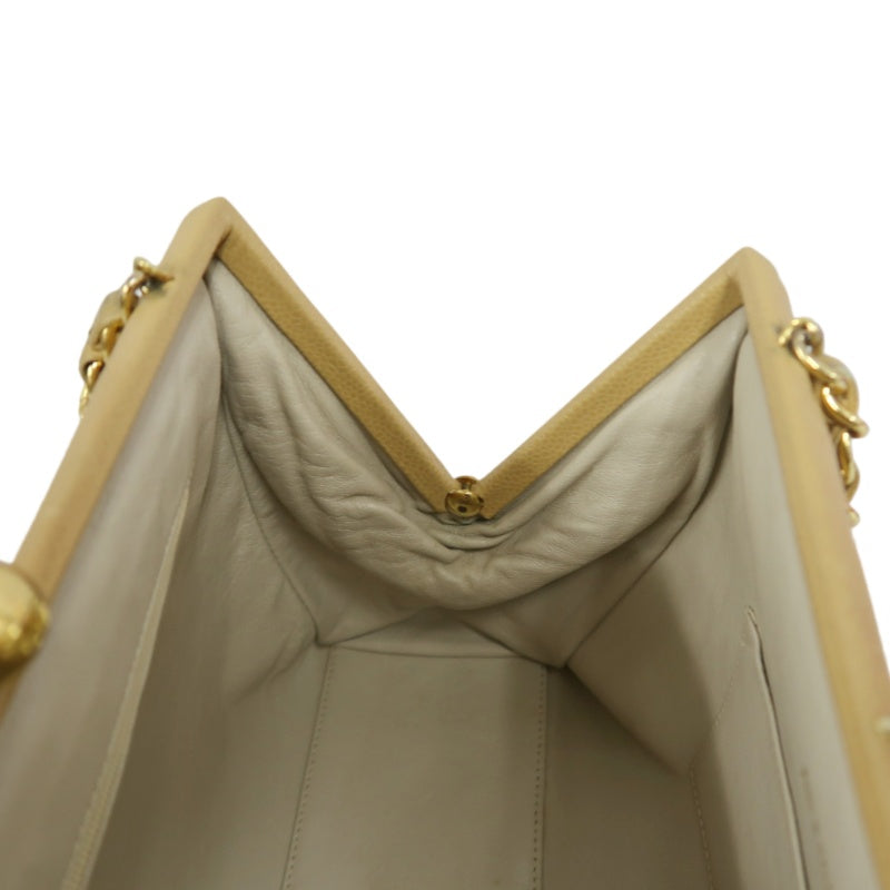 CHANEL Matelassé Shoulder Bag Calfskin Beige Gold Hardwar