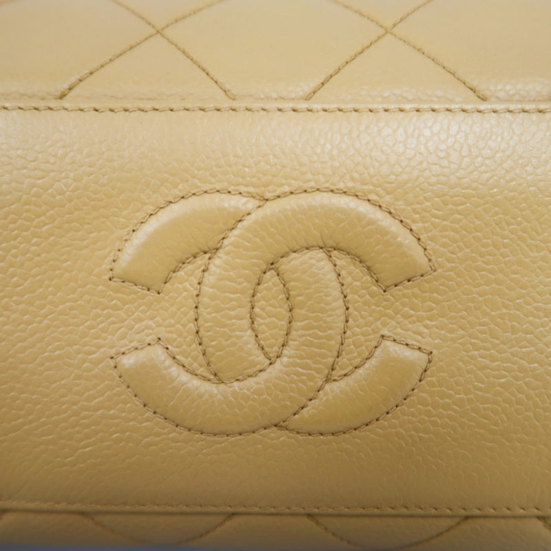CHANEL Matelassé Shoulder Bag Calfskin Beige Gold Hardwar