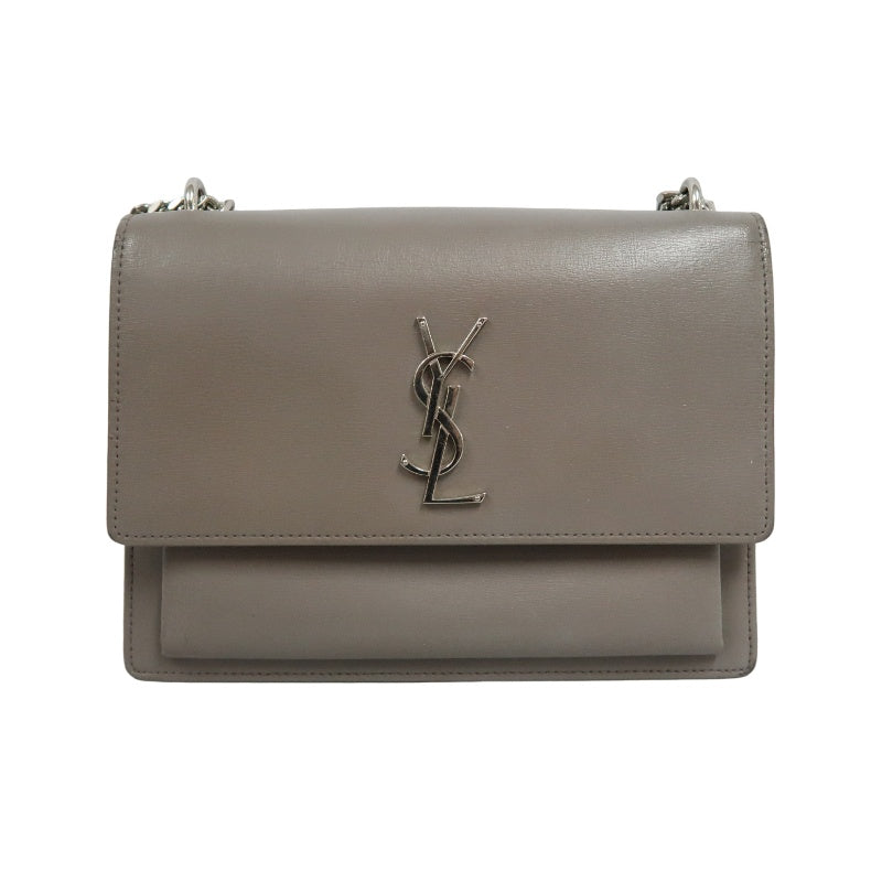 YSL Saint Laurent Sunset Shoulder Bag PVC Elephant Grey Silver Hardware
