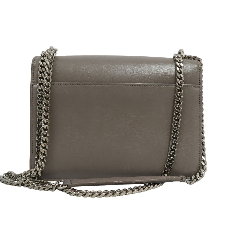 YSL Saint Laurent Sunset Shoulder Bag PVC Elephant Grey Silver Hardware