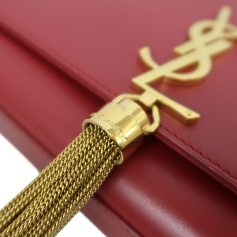 YSL Saint Laurent Kate Tassel Chain Shoulder Bag PVC Red Gold Hardware