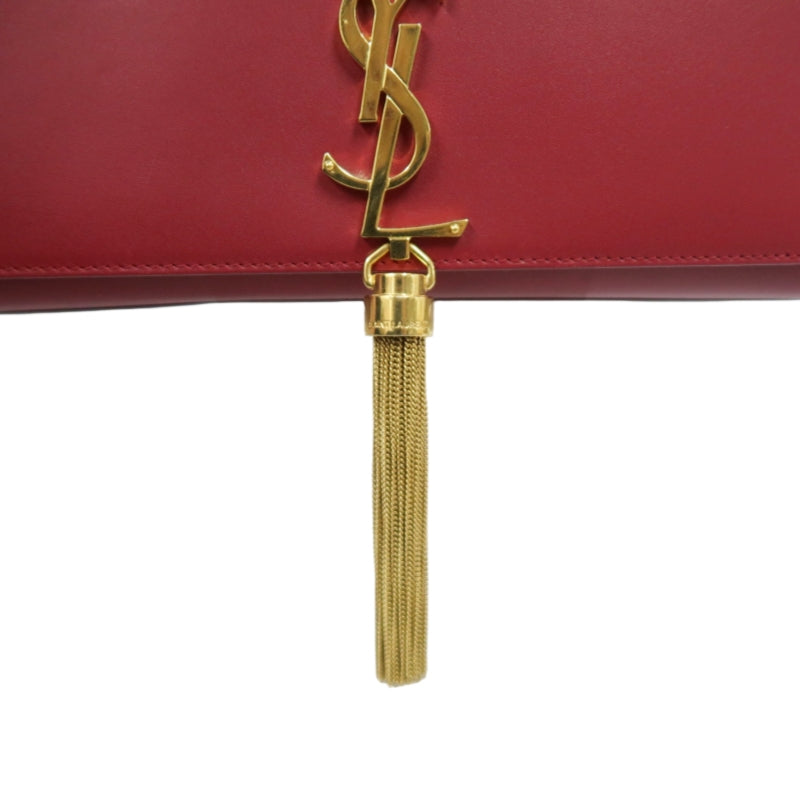 YSL Saint Laurent Kate Tassel Chain Shoulder Bag PVC Red Gold Hardware