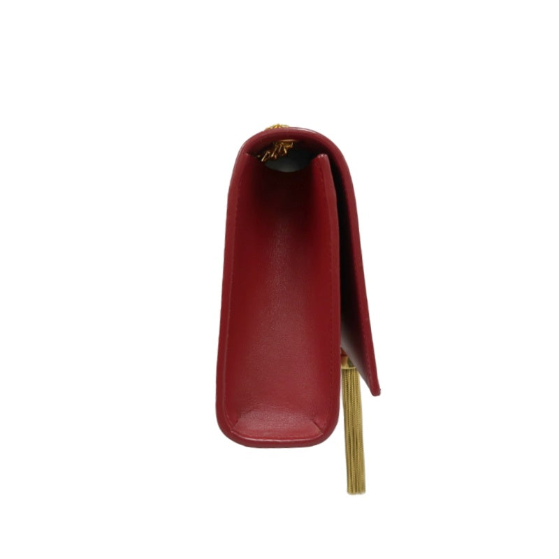YSL Saint Laurent Kate Tassel Chain Shoulder Bag PVC Red Gold Hardware
