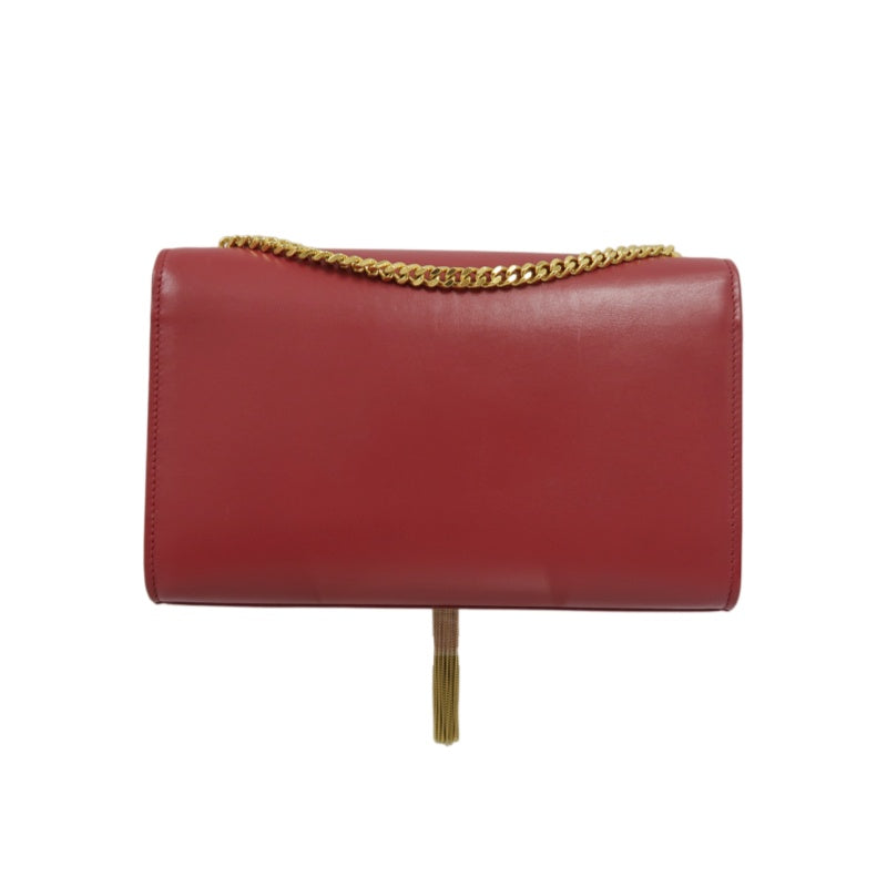 YSL Saint Laurent Kate Tassel Chain Shoulder Bag PVC Red Gold Hardware