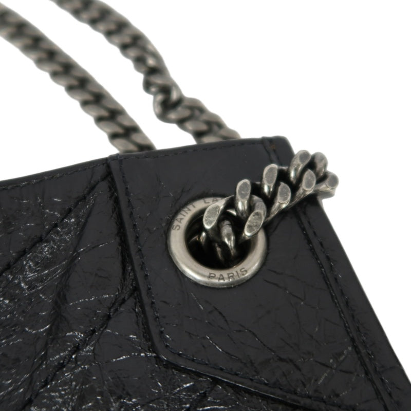YSL Saint Laurent Tote Bag Oiled Leather Black Silver Hardware