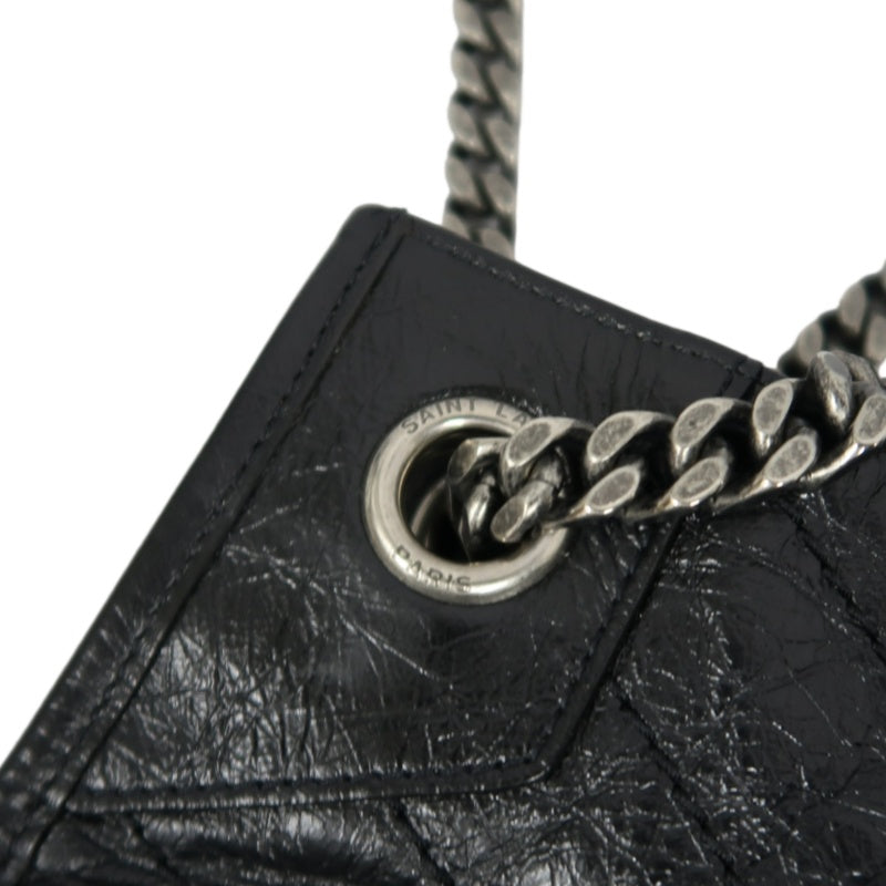 YSL Saint Laurent Tote Bag Oiled Leather Black Silver Hardware