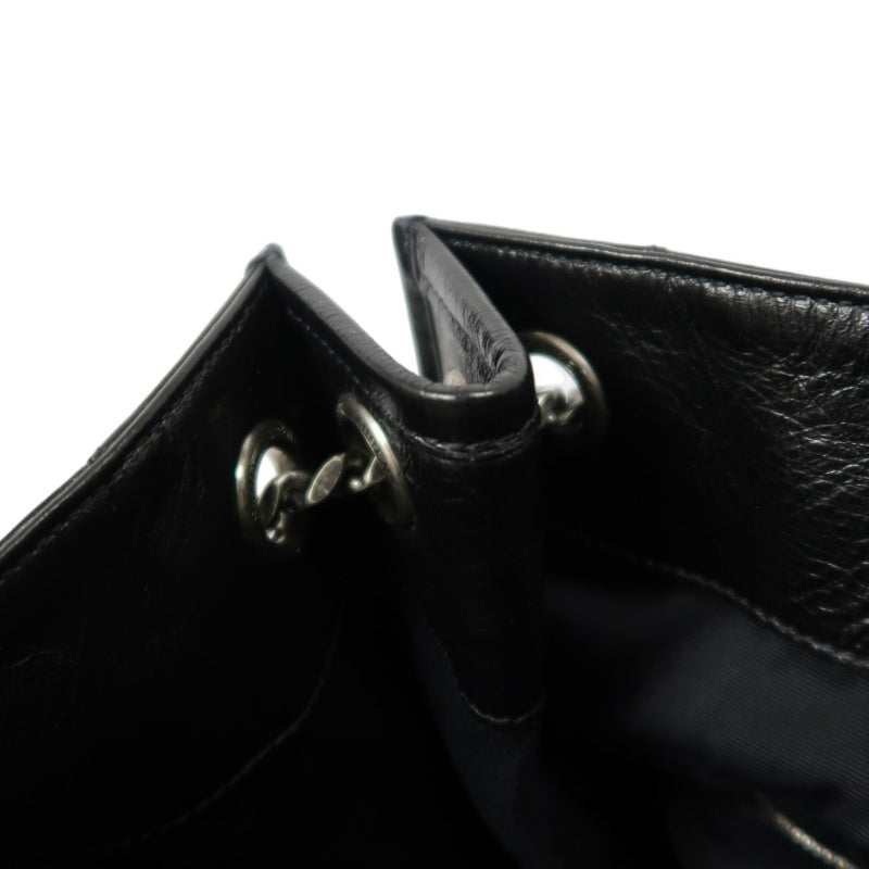 YSL Saint Laurent Tote Bag Oiled Leather Black Silver Hardware