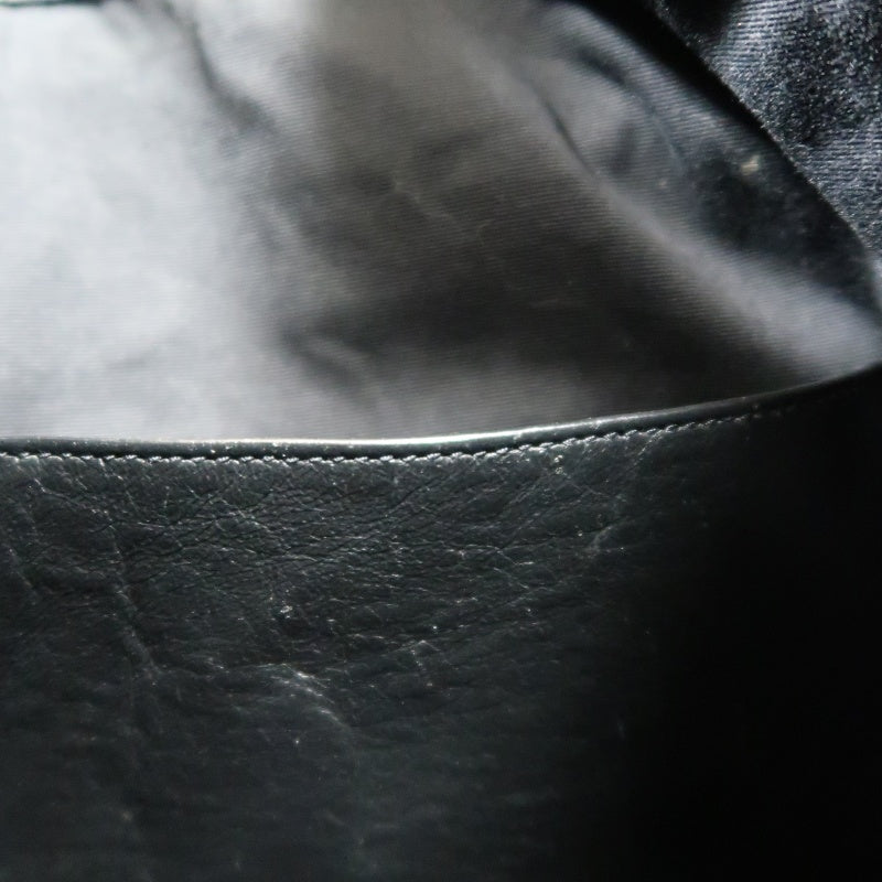 YSL Saint Laurent Tote Bag Oiled Leather Black Silver Hardware