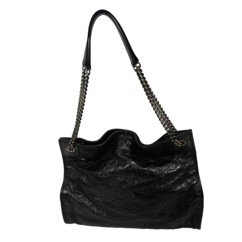 YSL Saint Laurent Tote Bag Oiled Leather Black Silver Hardware