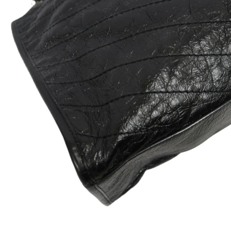 YSL Saint Laurent Tote Bag Oiled Leather Black Silver Hardware