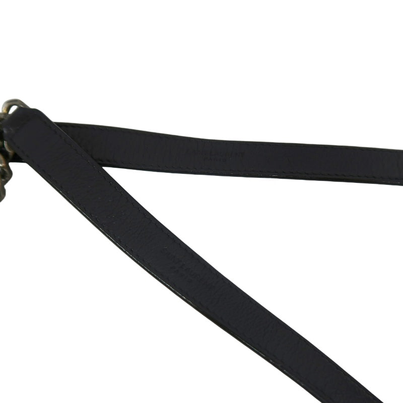 YSL Saint Laurent Niki Shoulder Bag Oiled Leather Black Silver Hardware