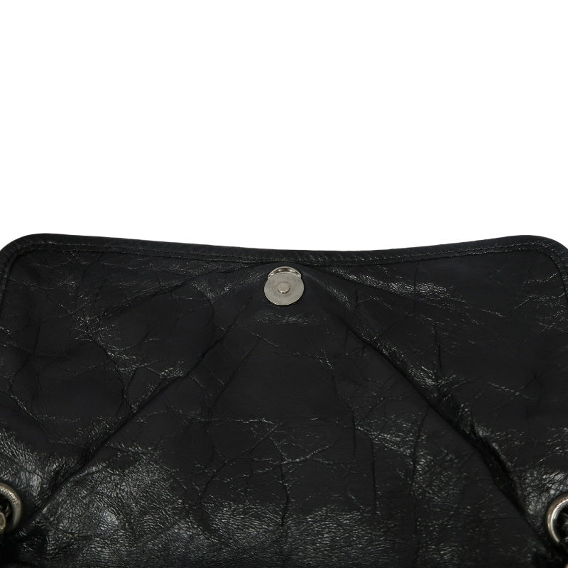 YSL Saint Laurent Niki Shoulder Bag Oiled Leather Black Silver Hardware