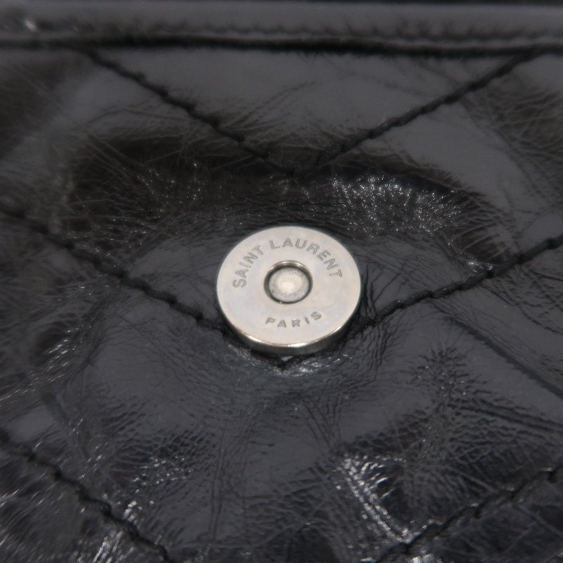 YSL Saint Laurent Niki Shoulder Bag Oiled Leather Black Silver Hardware
