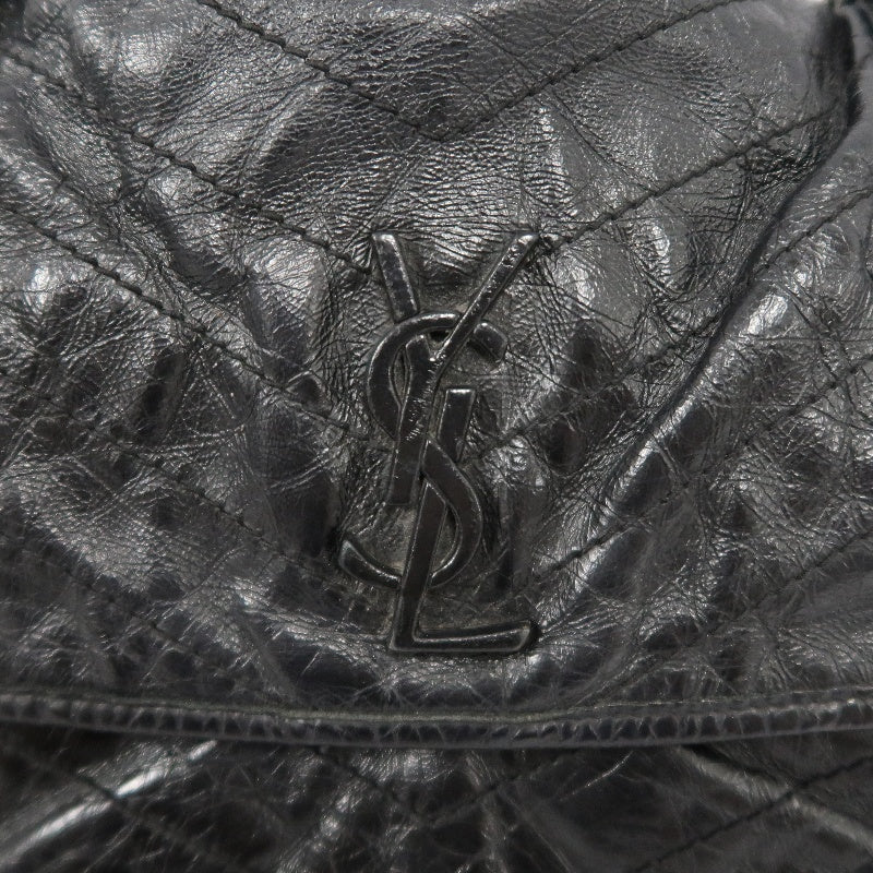 YSL Saint Laurent Niki Shoulder Bag Oiled Leather Black Silver Hardware