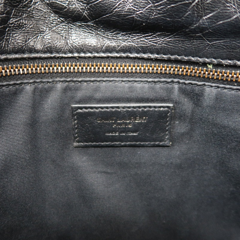 YSL Saint Laurent Niki Shoulder Bag Oiled Leather Black Silver Hardware