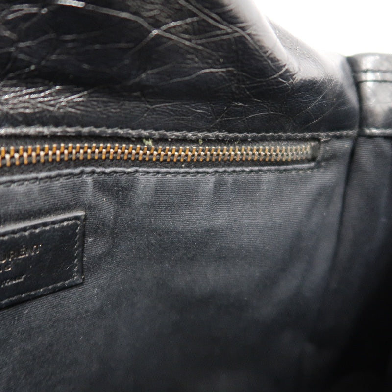 YSL Saint Laurent Niki Shoulder Bag Oiled Leather Black Silver Hardware