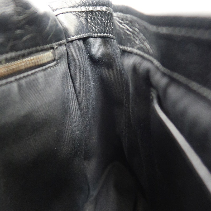 YSL Saint Laurent Niki Shoulder Bag Oiled Leather Black Silver Hardware