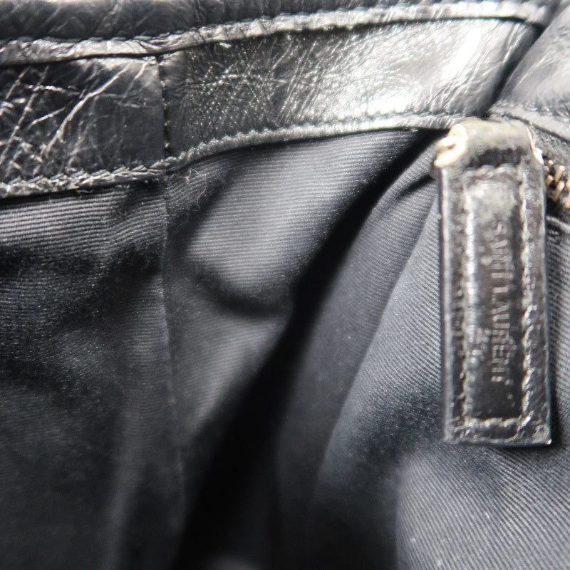 YSL Saint Laurent Niki Shoulder Bag Oiled Leather Black Silver Hardware