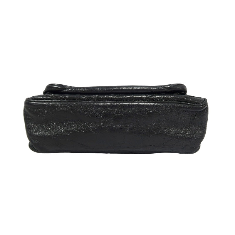YSL Saint Laurent Niki Shoulder Bag Oiled Leather Black Silver Hardware