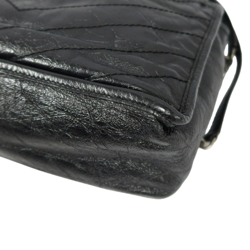 YSL Saint Laurent Niki Shoulder Bag Oiled Leather Black Silver Hardware
