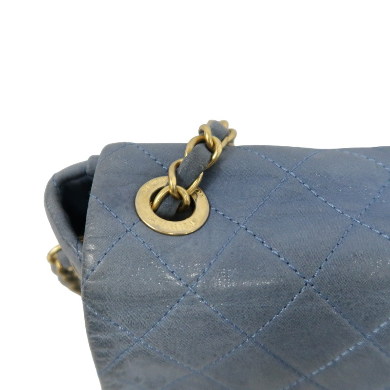 CHANEL Matelasse Shoulder Bag Calfskin Navy Blue Gold Hardware