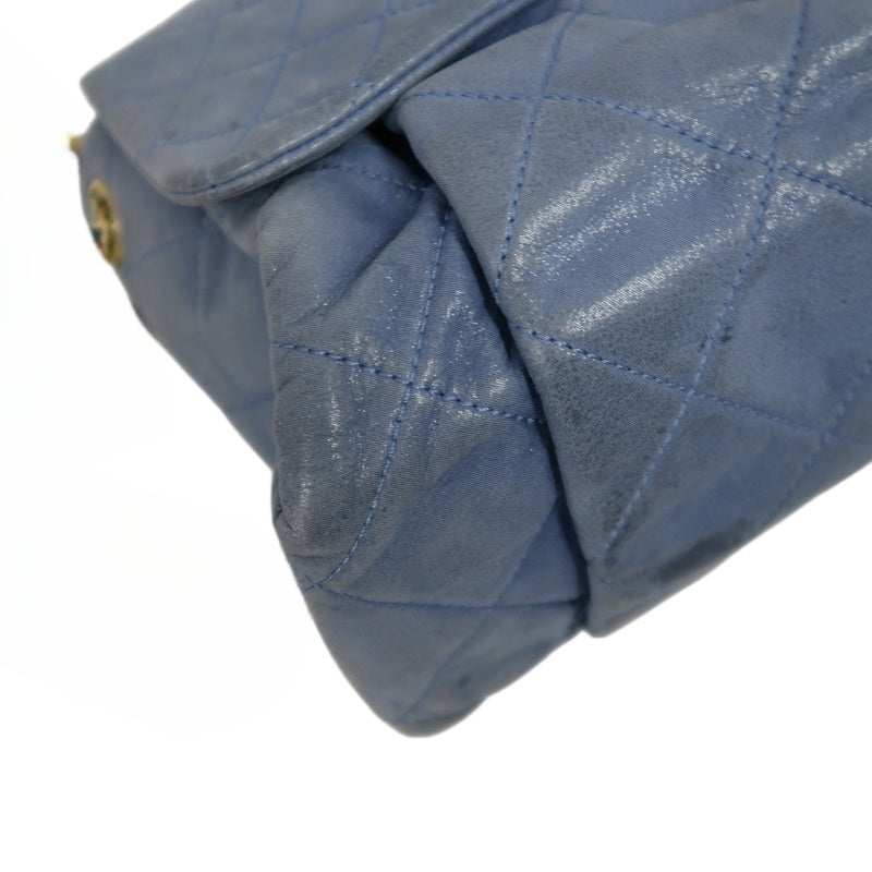 CHANEL Matelasse Shoulder Bag Calfskin Navy Blue Gold Hardware