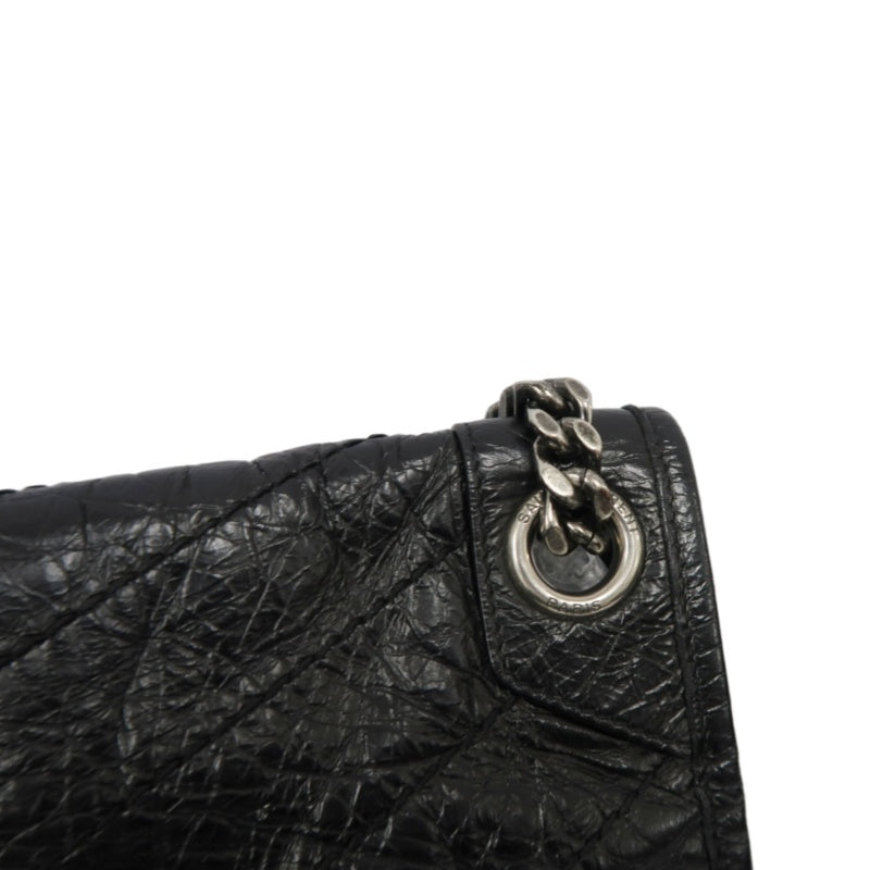 YSL Saint Laurent Niki Shoulder Bag Oiled Leather Black Silver Hardware