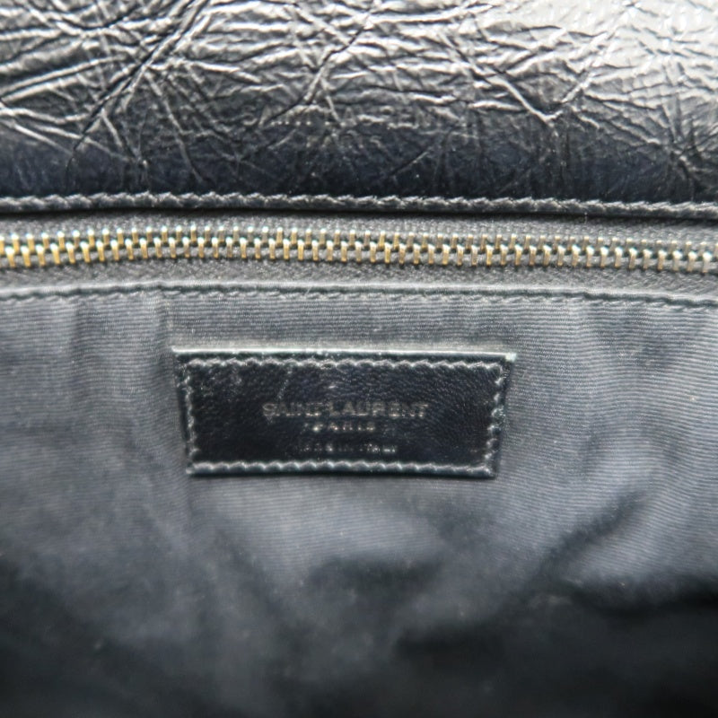 YSL Saint Laurent Niki Shoulder Bag Oiled Leather Black Silver Hardware