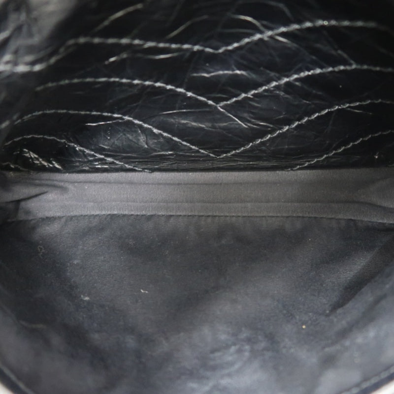 YSL Saint Laurent Niki Shoulder Bag Oiled Leather Black Silver Hardware