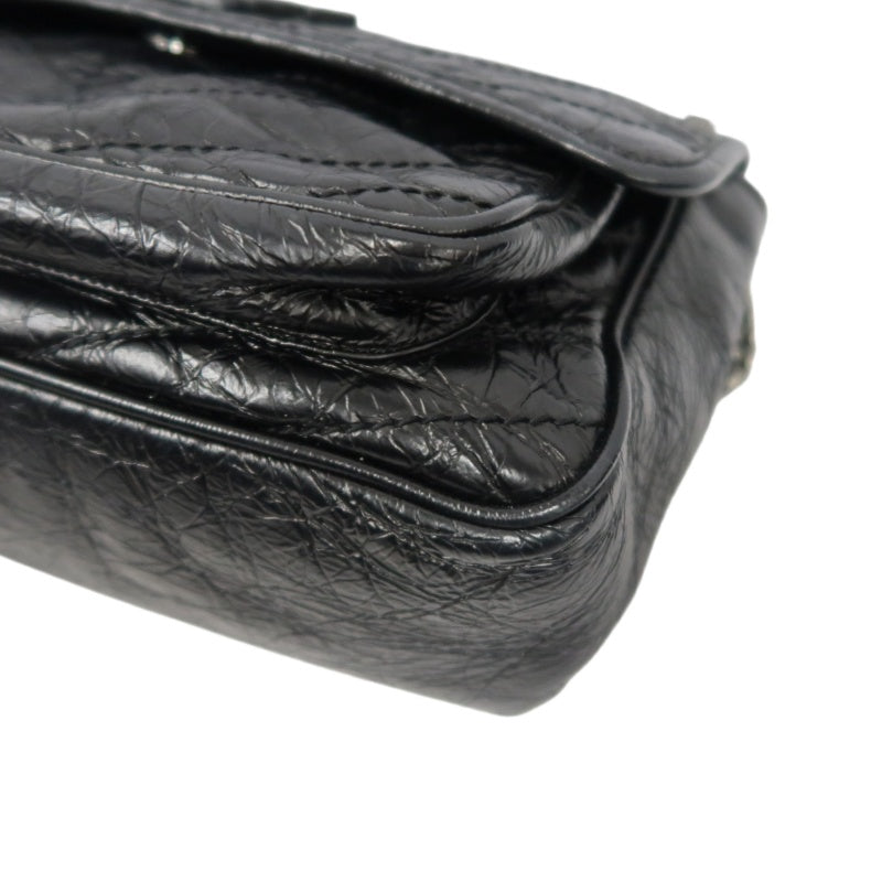 YSL Saint Laurent Niki Shoulder Bag Oiled Leather Black Silver Hardware