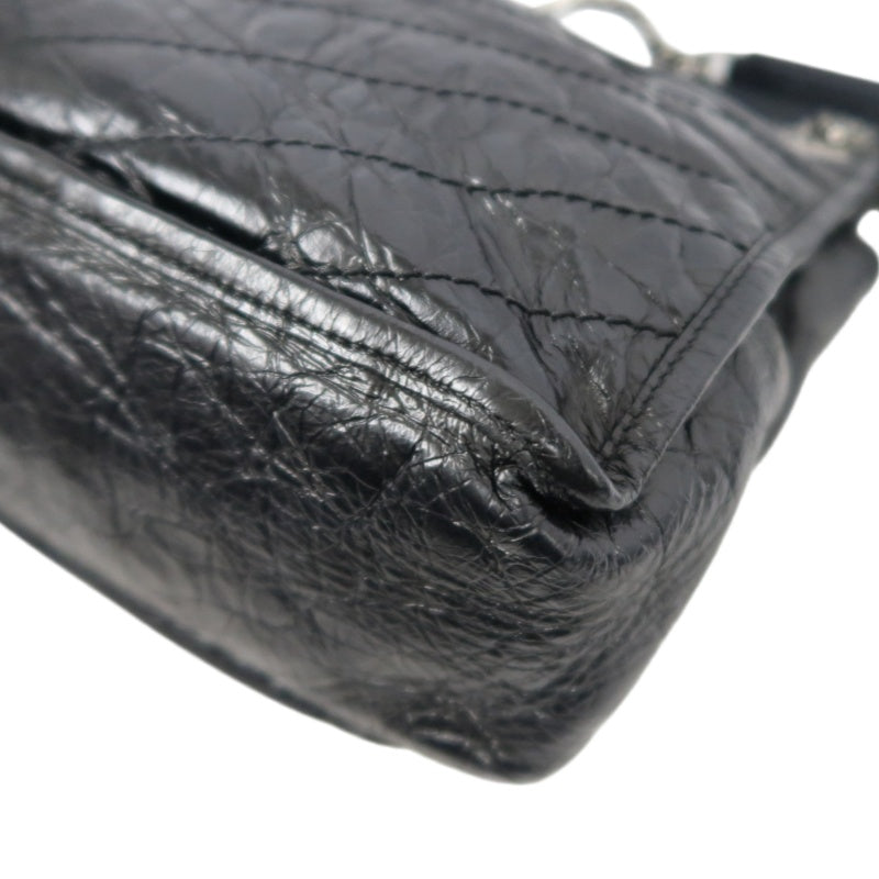 YSL Saint Laurent Niki Shoulder Bag Oiled Leather Black Silver Hardware
