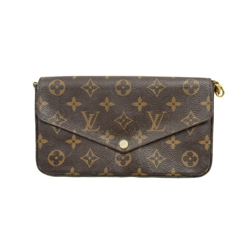 LOUIS VUITTON Félicie Pochette Monogram Canvas PVC Brown Gold Hardware With Card Holder & Pouch