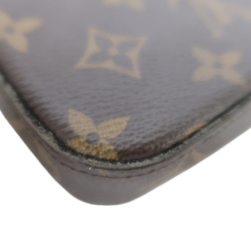 LOUIS VUITTON Félicie Pochette Monogram Canvas PVC Brown Gold Hardware With Card Holder & Pouch
