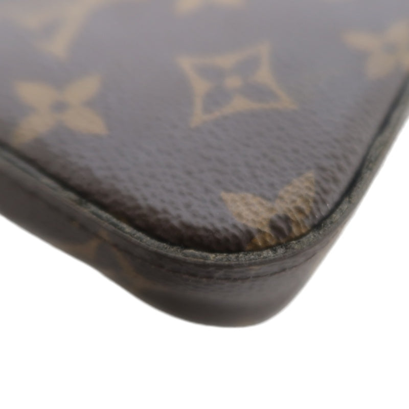 LOUIS VUITTON Félicie Pochette Monogram Canvas PVC Brown Gold Hardware With Card Holder & Pouch